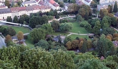 Stadtgarten - Blick vom Schlossbergturm Stadtgarten - Blick vom Schlossbergturm